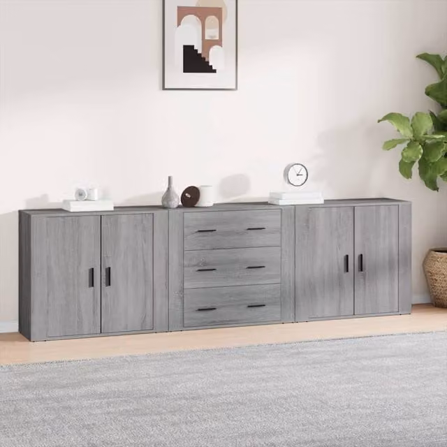 Berkfield Home 3-Piece Sideboard Set in Grey Sonoma Matt Engineered Wood – 1