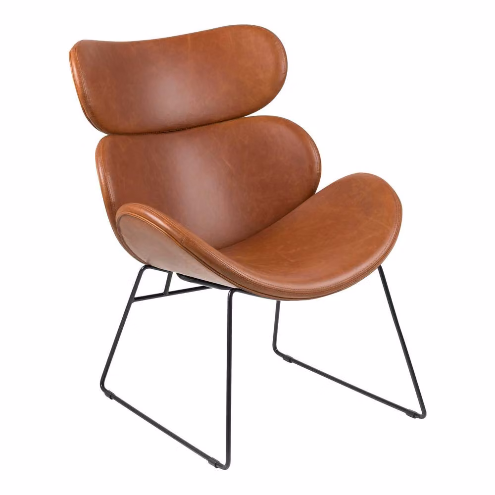 Wyld Haus Mazapan Lounge Chair in Brown Faux Leather with Metal Frame – 2