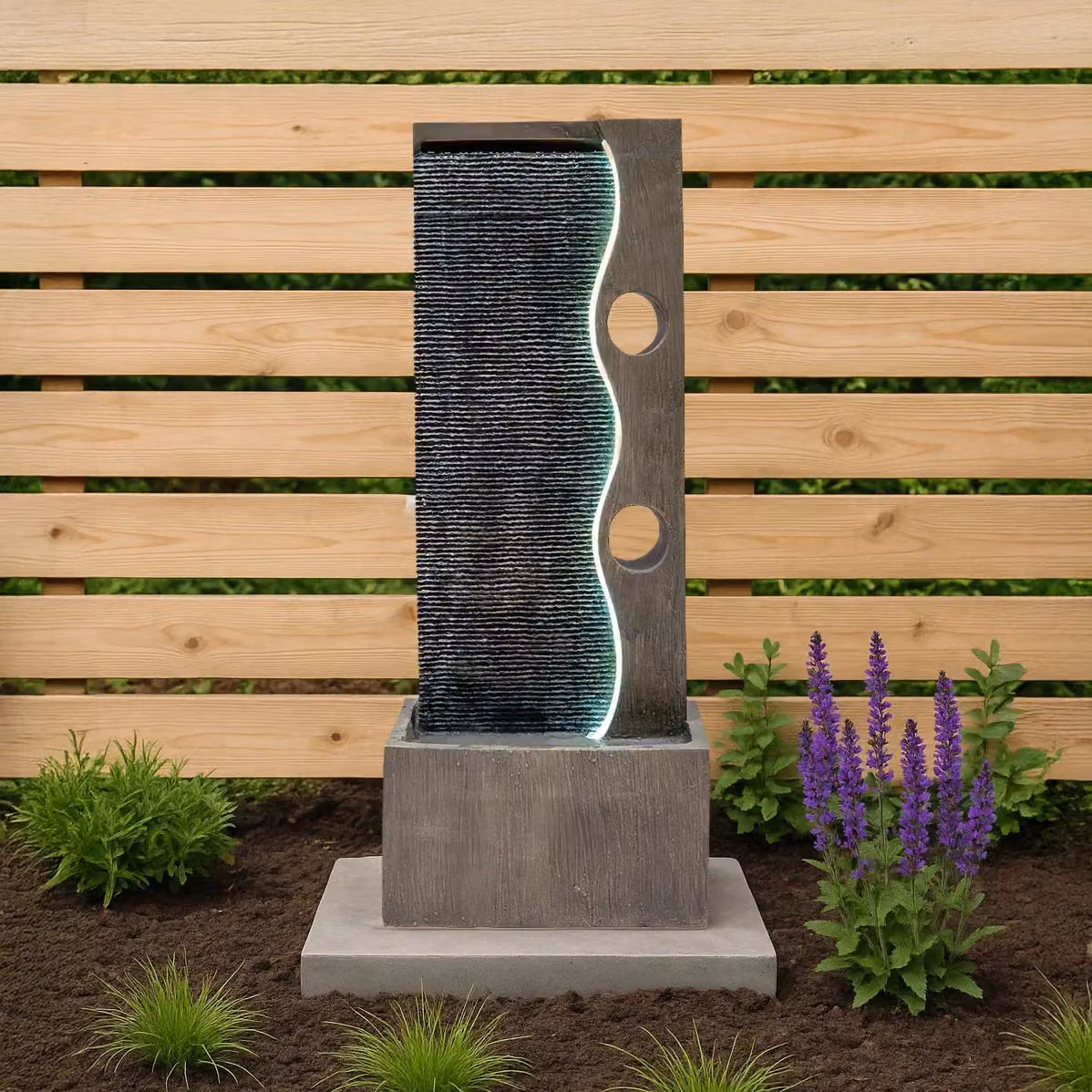 Monstershop Harmony Falls Electric Water Feature in Grey, Polyresin Cascade with Mains Power, W/D/H: 99.0 x 39.5 x 24.5 cm – 3