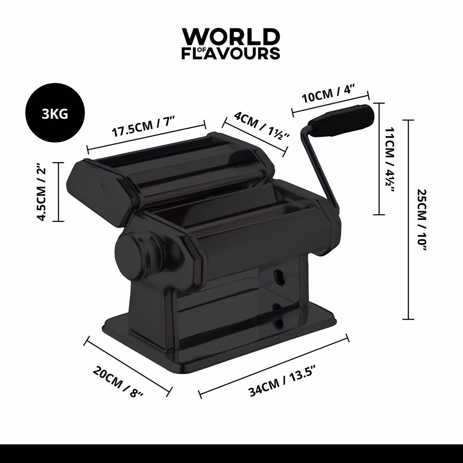 World of Flavours Italian Deluxe Double Cutter Pasta Machine in Silver – 7