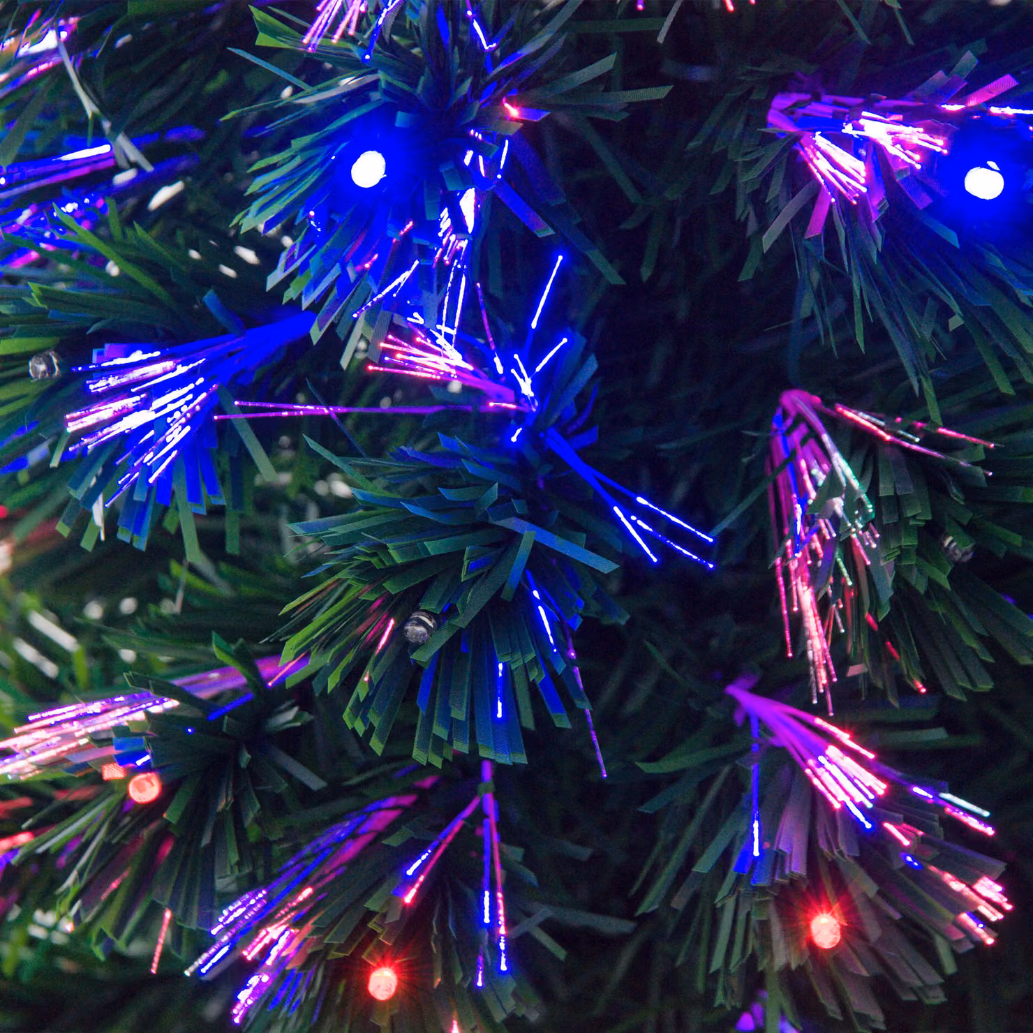 HOMCOM 4ft Pre-Lit Artificial Christmas Tree with Multi-Coloured Fiber Optic LED Lights – 9