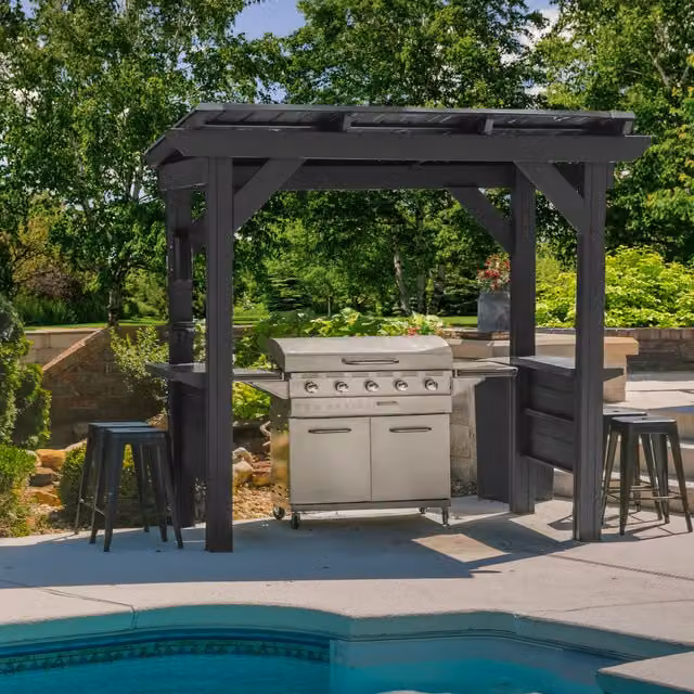 Backyard Discovery Rockport Galvanised Steel BBQ Outdoor Gazebo in Black