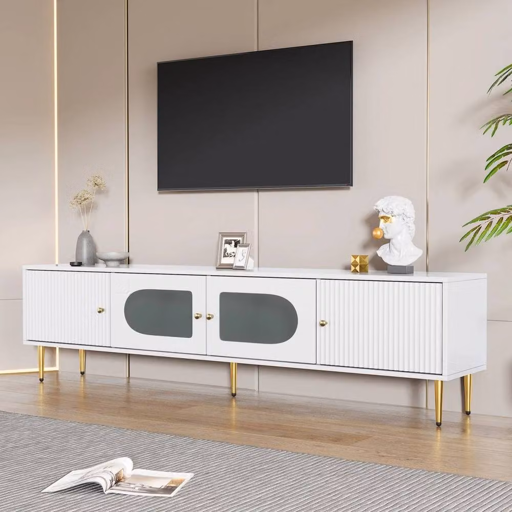 VOGREX White Modern 4 Door TV Stand Sideboard with Matt Finish – 2