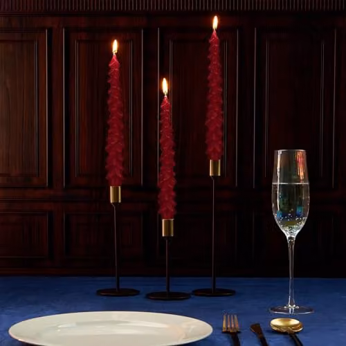 Deco Express Christmas Tree Dinner Candle Set of 6 in Red – 6