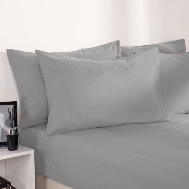 Brentfords Non-Iron Microfibre Fitted Bed Sheet in Grey, 200 x 200 cm – 2