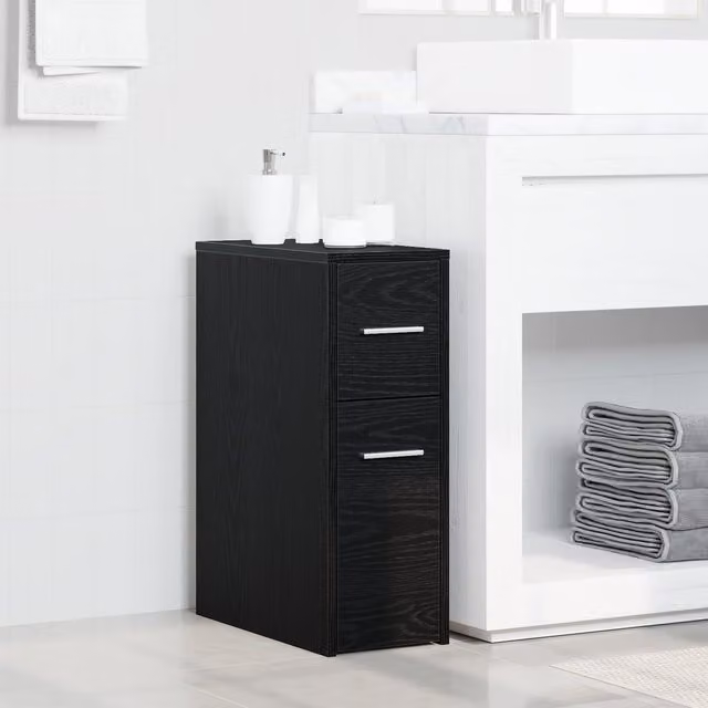 Berkfield Home Black Oak Particle Board Bathroom Cabinet