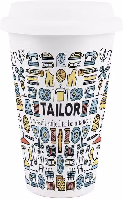 Purely Home Novelty Tailor Ceramic Travel Mug in White