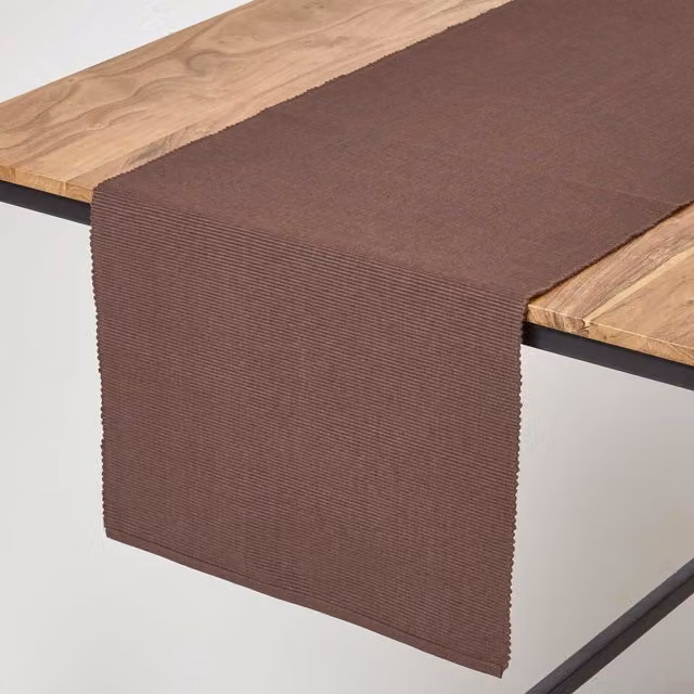 Homescapes Plain Cotton Table Runner in Brown
