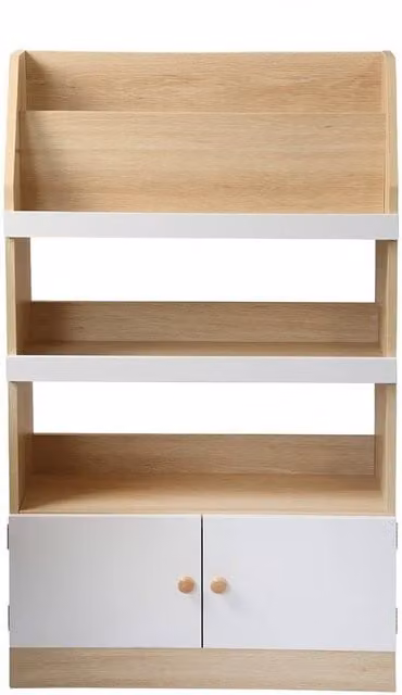 CALICOSY LEON Children's Storage Shelf with 2 Doors, Light Brown, H: 106 cm