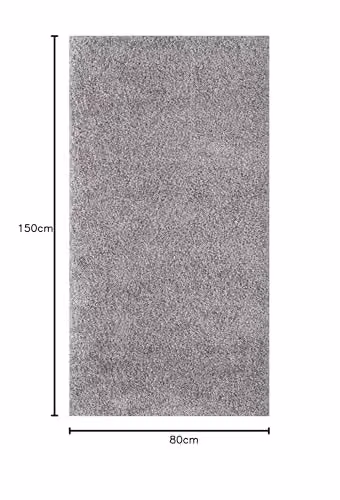 THE RUGS Grey Plain Soft High Pile Shaggy Rug for Living Room, Bedroom or Hallway, W: 80 cm, L: 150 cm – 2