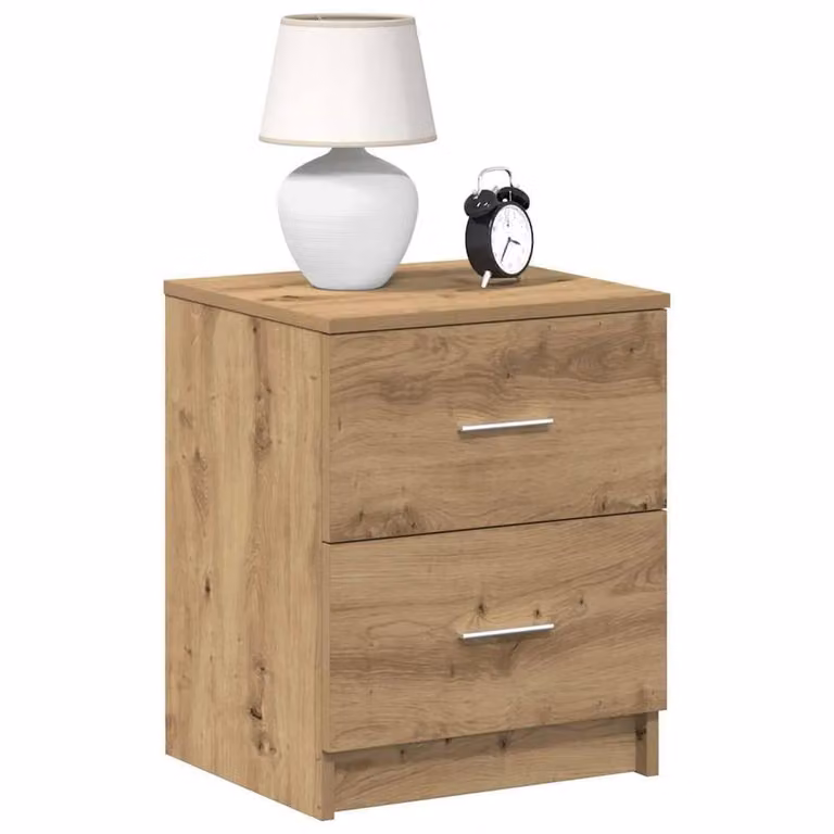 Berkfield Home Set of 2 Durable Artisan Oak Bedside Cabinets with 2 Drawers, Brown, W: 40 cm, D: 36 cm, H: 50 cm