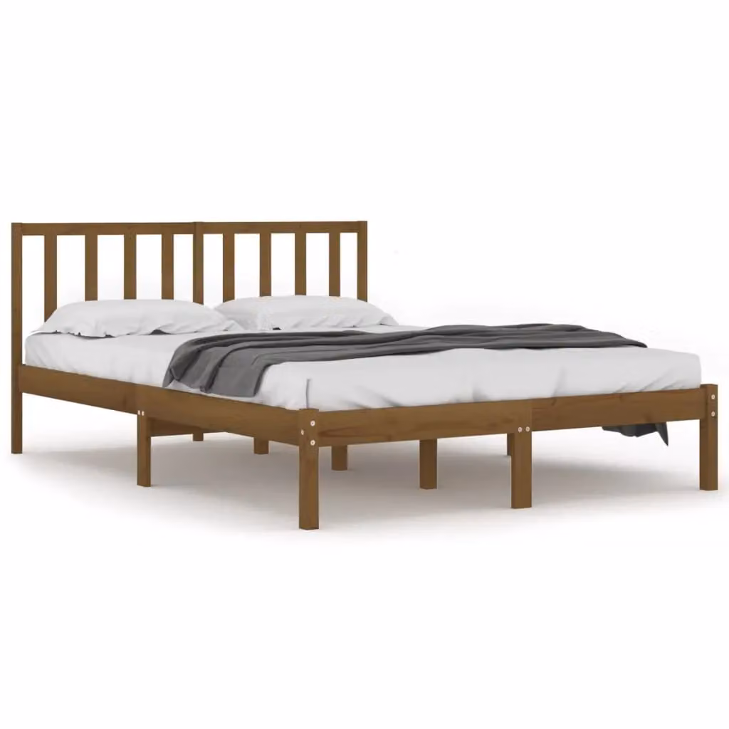 Berkfield Home Rustic Solid Wood Pine Bed Frame, Honey Brown, W/D/H: 200 x 200 cm – 2