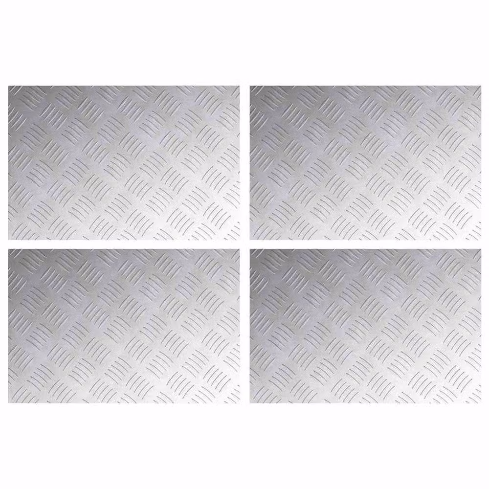 Berkfield Home Silver Aluminum Anti-Slip Checker Plates, 4 Pack, W: 60 cm, D: 40 cm – 1