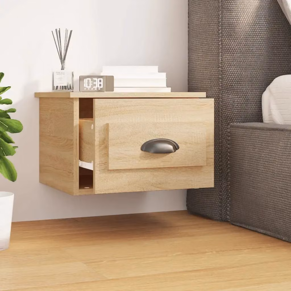 Berkfield Home Wall-mounted Bedside Cabinets, 2 Piece, Sonoma Oak, Brown, W: 41.5 cm, D: 36 cm, H: 28 cm – 2