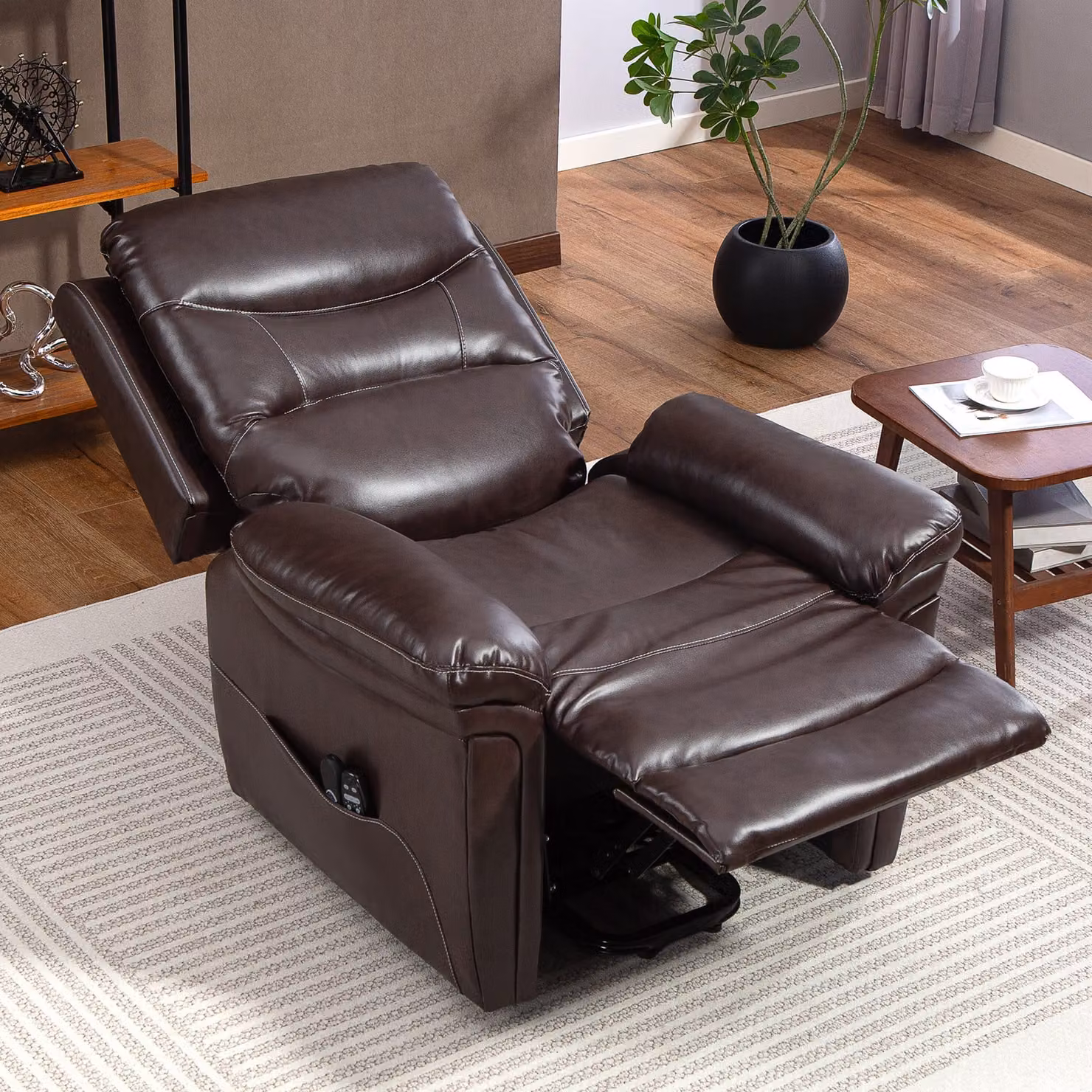 HOMCOM Power Lift Recliner Chair with Vibration Massage, Heat and USB in Brown – 7