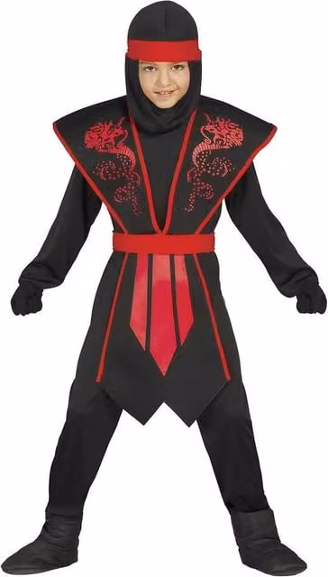 Fiestas Guirca Childrens Ninja Costume Set in Black and Red