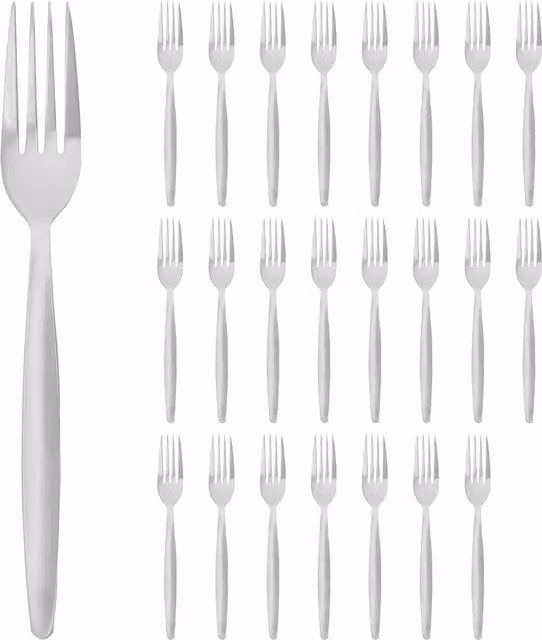 Argon Tableware Polished Stainless Steel Dinner Forks in Silver