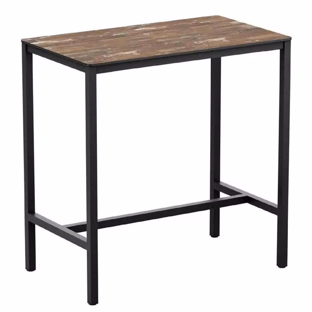 netfurniture Atlas Planked Vintage Wood Bar Height Table in Black and Brown, W: 119 cm, D: 69 cm – 2