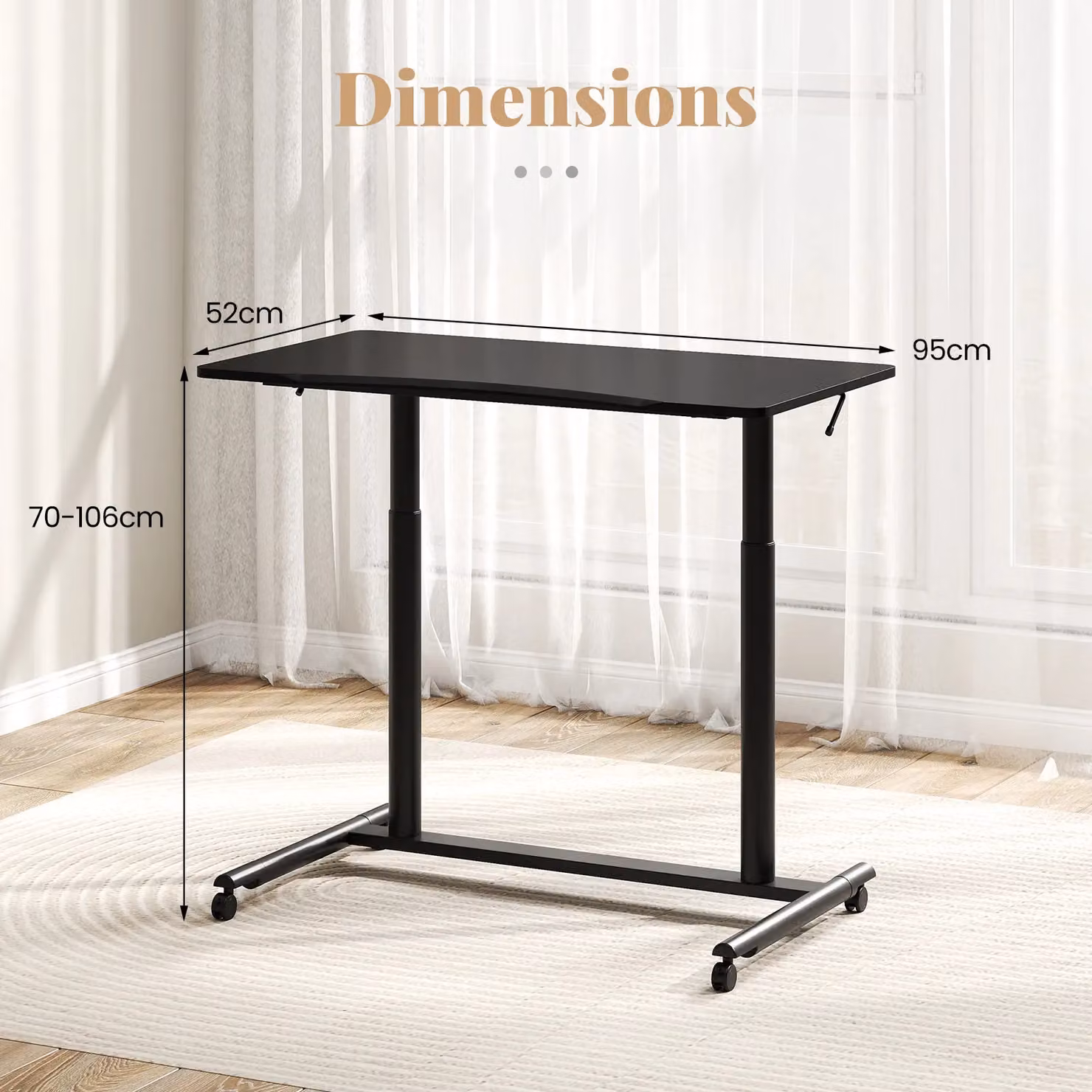 Costway C-Shaped Mobile Standing Desk with Adjustable Height and Castors, Black – 2