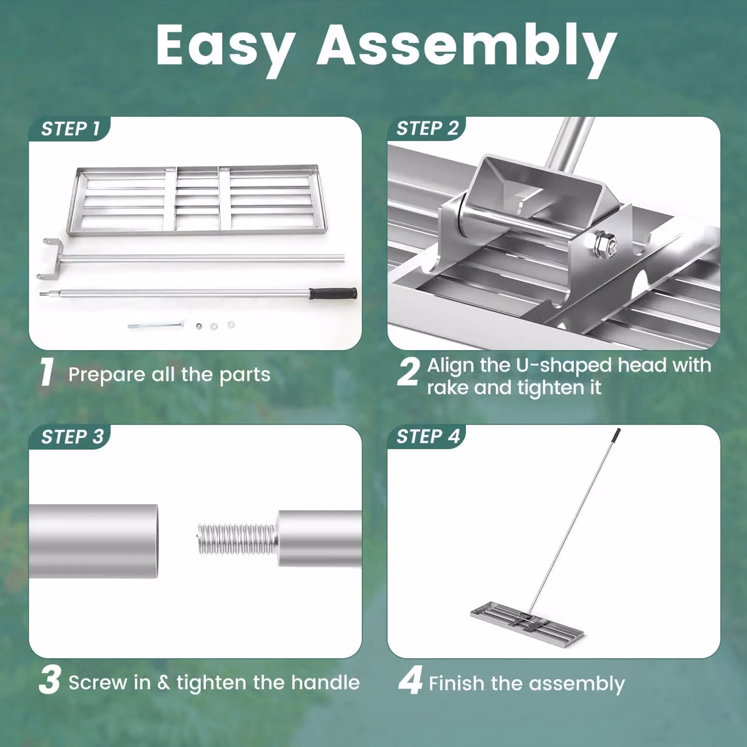 Gymax Heavy Duty Lawn Leveling Rake in Silver – 3