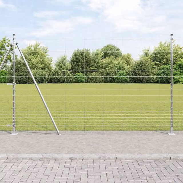 Berkfield Home Field Fence Galvanised Steel in Silver, H 1.5 m x L 50 m – 1