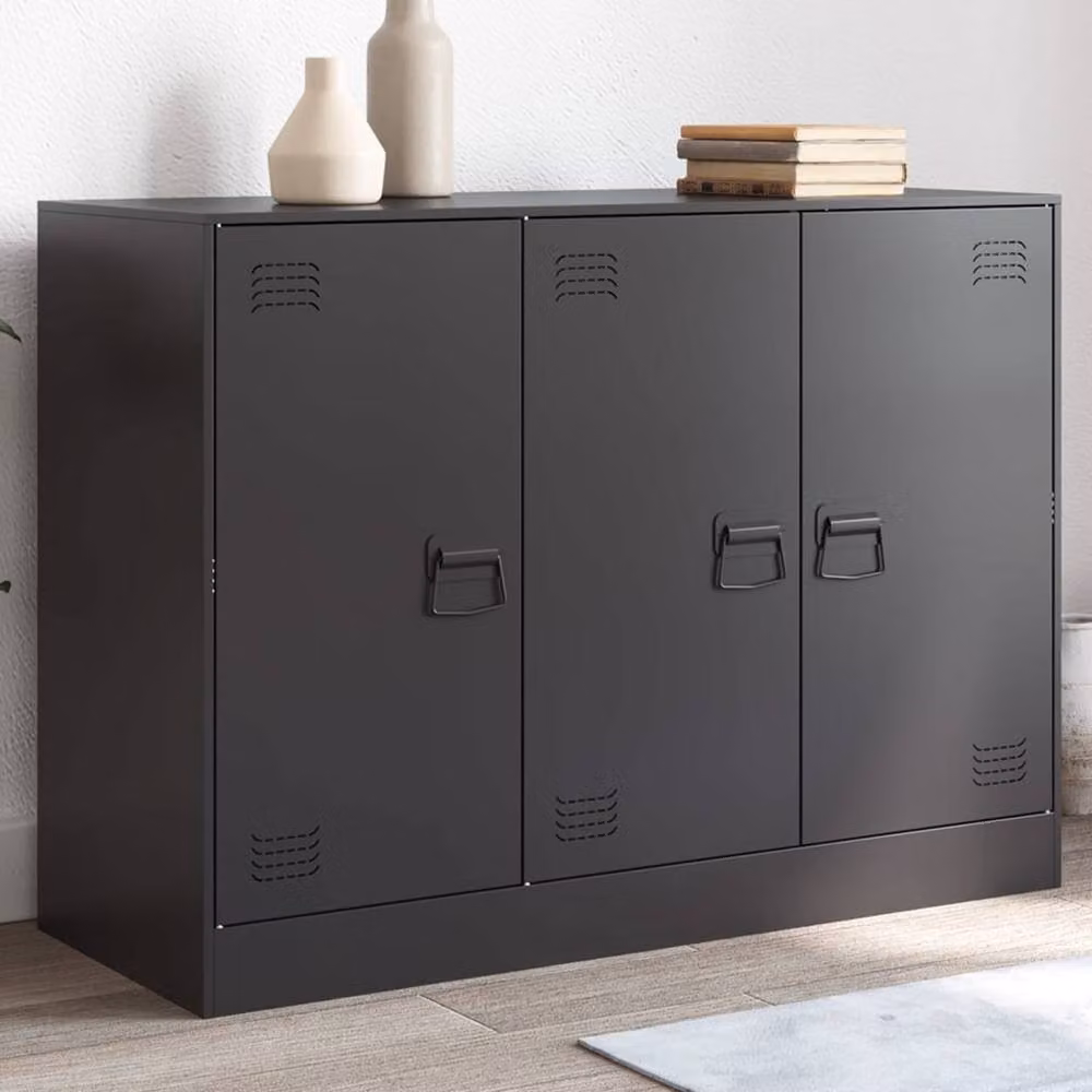 Berkfield Home Matt Black Metal Sideboard W/D/H: 99 x 39 x 73 cm – 2