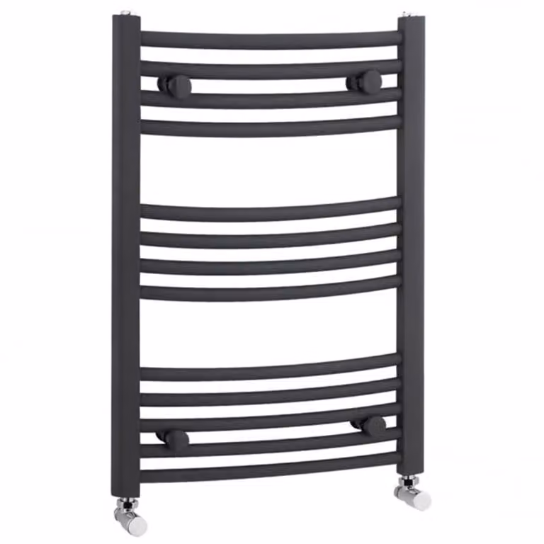 Royal Bathrooms Arno Curved Ladder Heated Towel Rail, Anthracite, H: 70 cm, W: 50 cm
