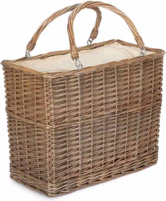 Red Hamper Wicker Cooler Picnic Basket in Red and Beige