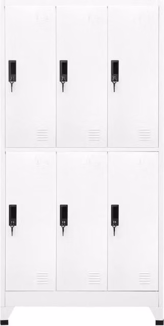 Berkfield Home Metal Locker Cabinet in White, W/D/H: 90 x 45 x 180 cm