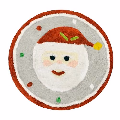 Mooky Mats Round Christmas Bath Mat with Santa Design, Non-Slip and Absorbent, W/D/H: 70 x 70 x 0.3 cm, Multicolour – 1