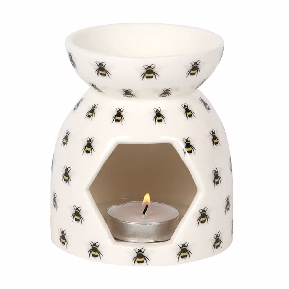 Uniqueful All Over Bee Print Ceramic Oil Burner in Multicolour – 2