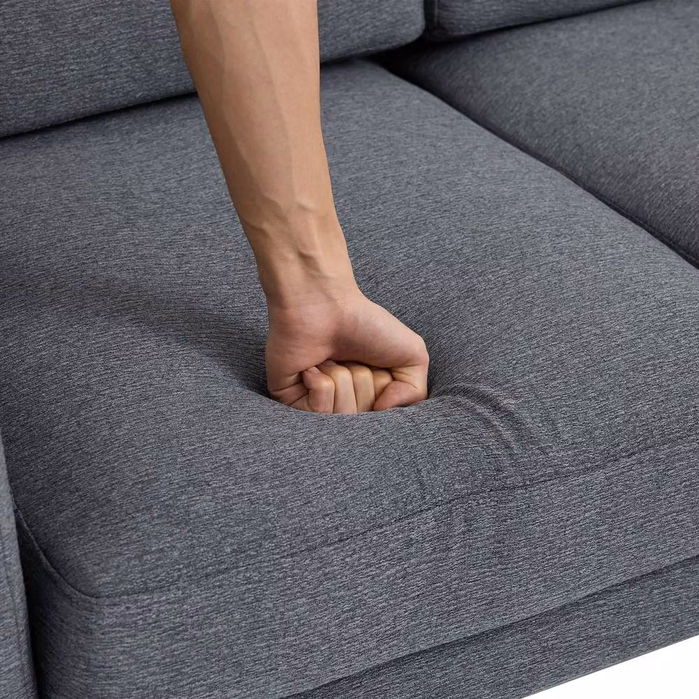 FENCHILIN Modular L-Shaped Sectional Sofa with Matching Ottoman in Grey Fabric – 7