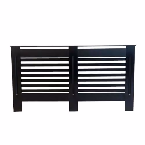 AIRWAVE Black Lacquered MDF Radiator Cover with Horizontal Striped Design, W/D/H: 152 x 19 x 81.5 cm – 1