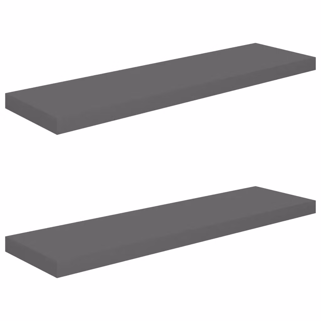 Berkfield Home Set of 2 Floating Wall Shelves in High Gloss Grey, W/D/H: 90 x 23.5 x 3.8 cm – 2
