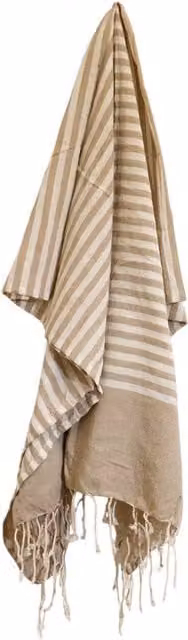 Four Candle Beige Striped Cotton Pareo Throw W/D: 180 x 100 cm
