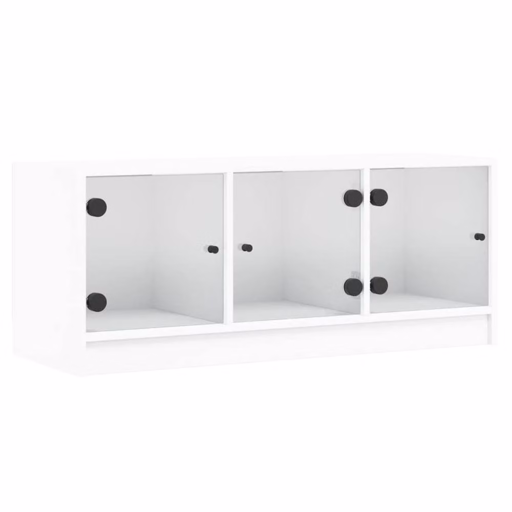 Berkfield Home Modern White TV Cabinet with Glass Doors W/D/H: 102 x 37 x 42 cm – 2