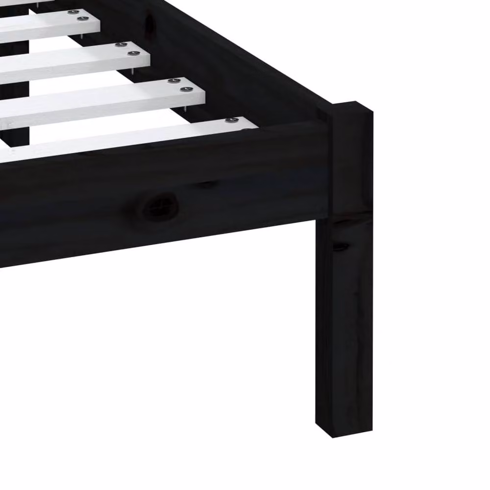 Berkfield Home Black Solid Wood Pine Bed Frame W/D/H: 200 x 200 cm – 5
