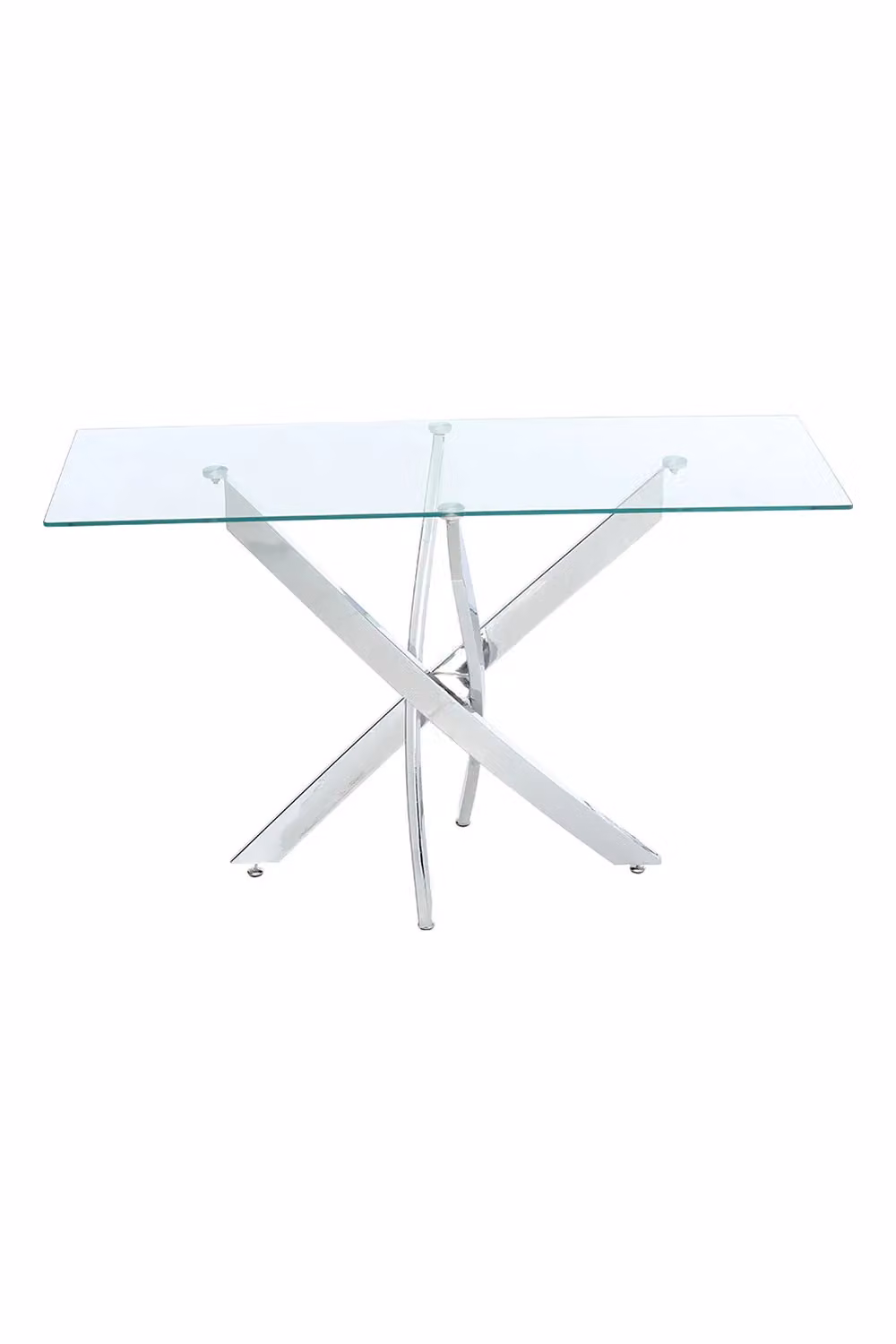 Living and Home Square Tempered Glass Coffee Table with Chrome Cross Legs in Clear, Depth: 40 cm – 3