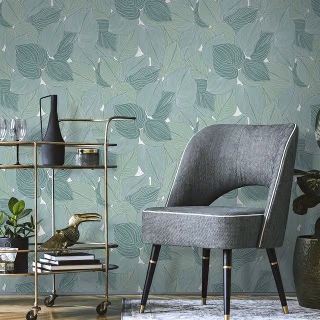 Erismann Green Botanical Floral Modern Pre-pasted Wallpaper Roll