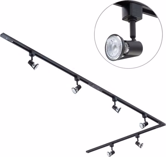 Litecraft Harlem L-Shape Track Light Kit with Adjustable LED Spotlight Heads in Black