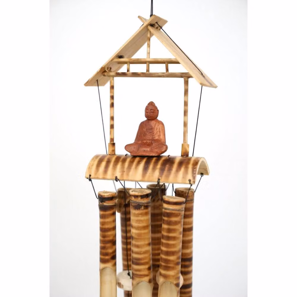 KDMD 6 Tube Bamboo Wind Chime with Buddha Design in Brown – 2