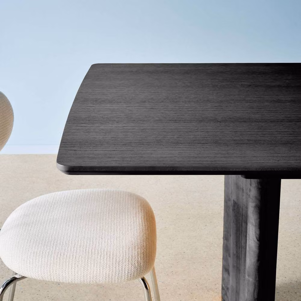 Sweek Black Rectangular Extendable Dining Table with Oak Veneer and Rubberwood, 6-8 Seater, W/D/H: 160 x 90 x 76 cm – 4