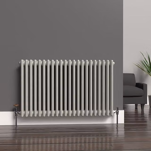 Lux Heat Horizontal 3 Column Steel Radiator in Dove Grey, W: 101 cm, H: 60 cm