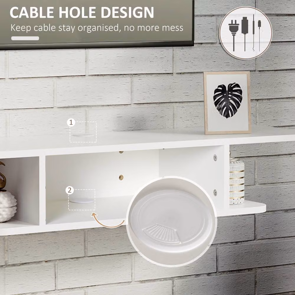 STILVORA White Wall Mounted TV Unit with Shelves and Media Compartments – 3