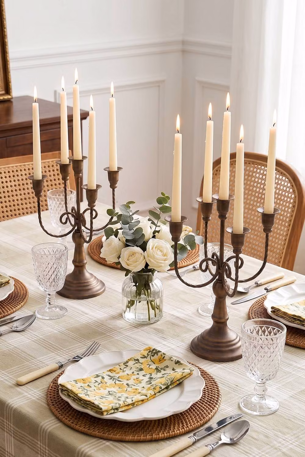 Living and Home 2-Piece 5-Arm Vintage Metal Taper Candle Holders in Bronze – 2