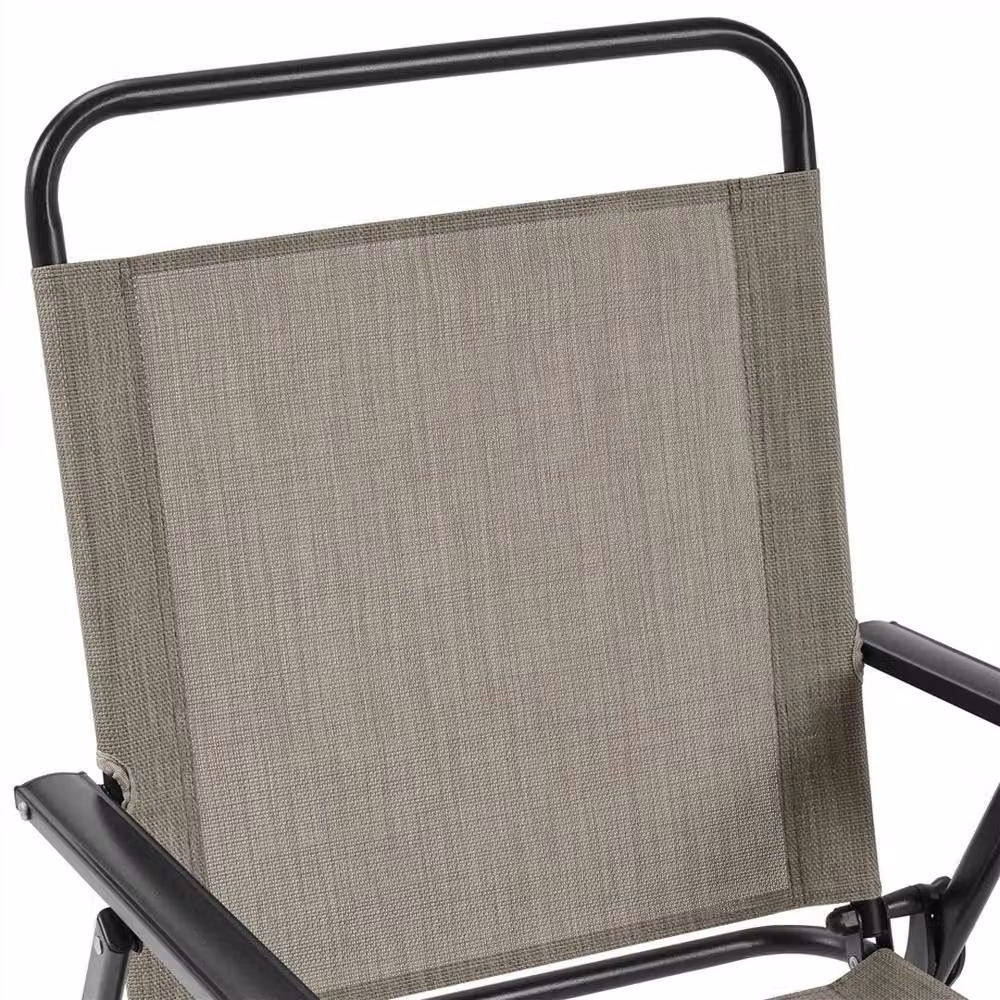 Kelvenix Set of 2 Brown Metal Foldable Outdoor Garden Dining Chairs – 3