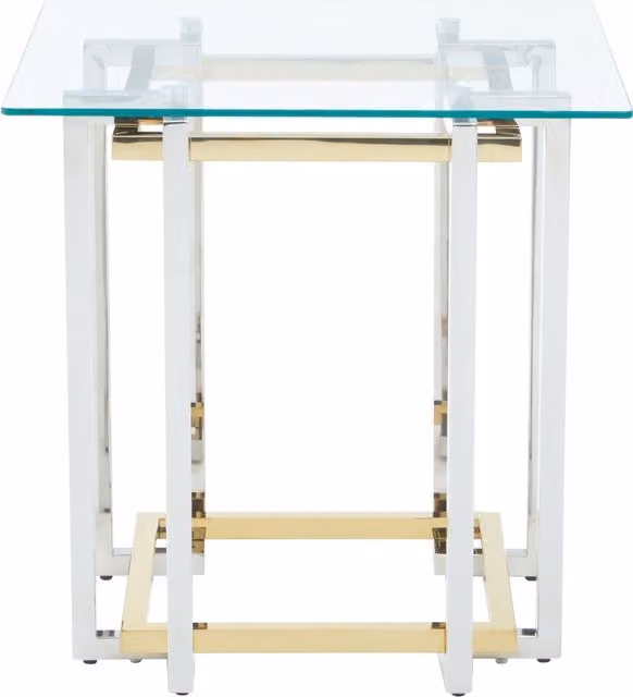Orsina Modern Glass Top Side Table in Gold and Silver