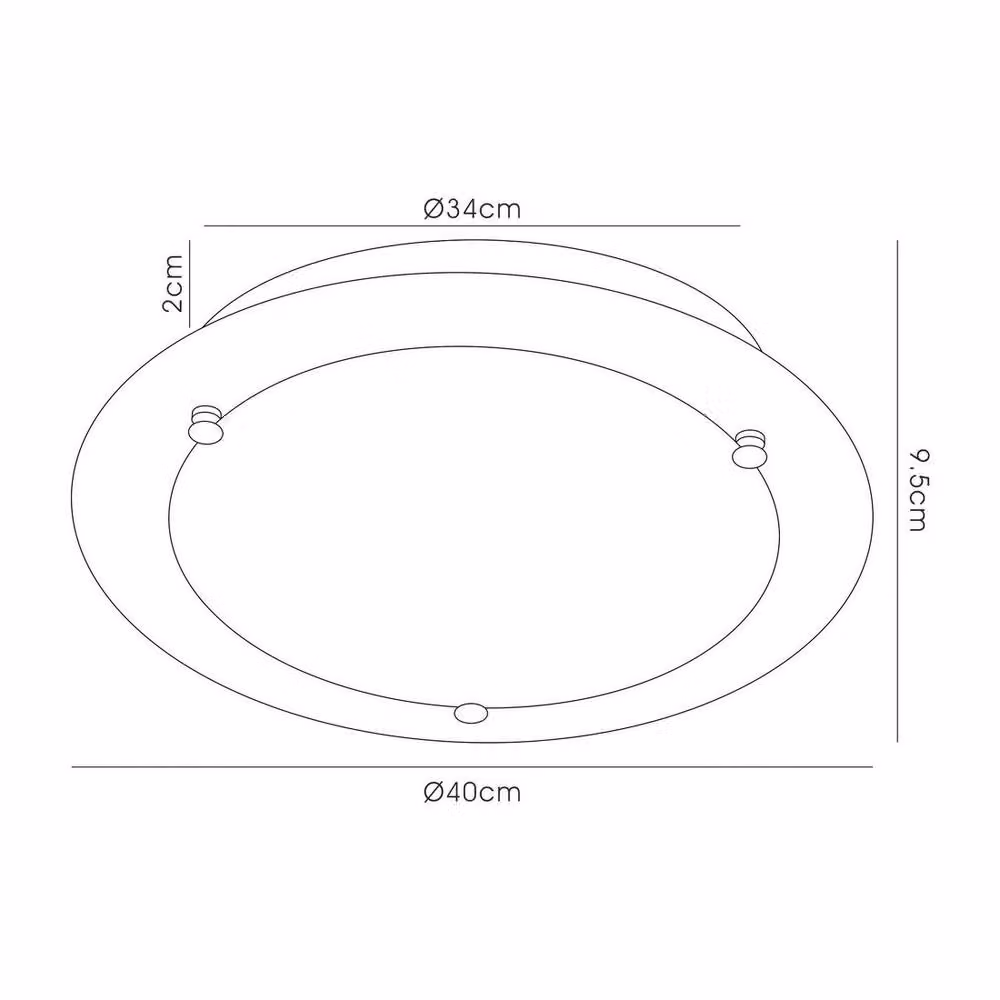 Netlighting Brooklyn Round Flush Ceiling Light, 3 x E27, Polished Chrome and Grey, Diameter: 40 cm – 2