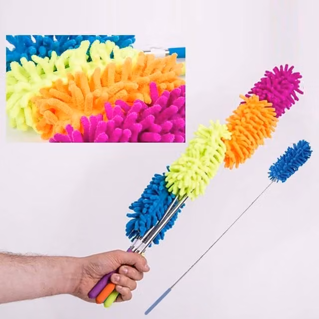 Xample Telescopic Microfibre Duster with Extendable Handle, Orange
