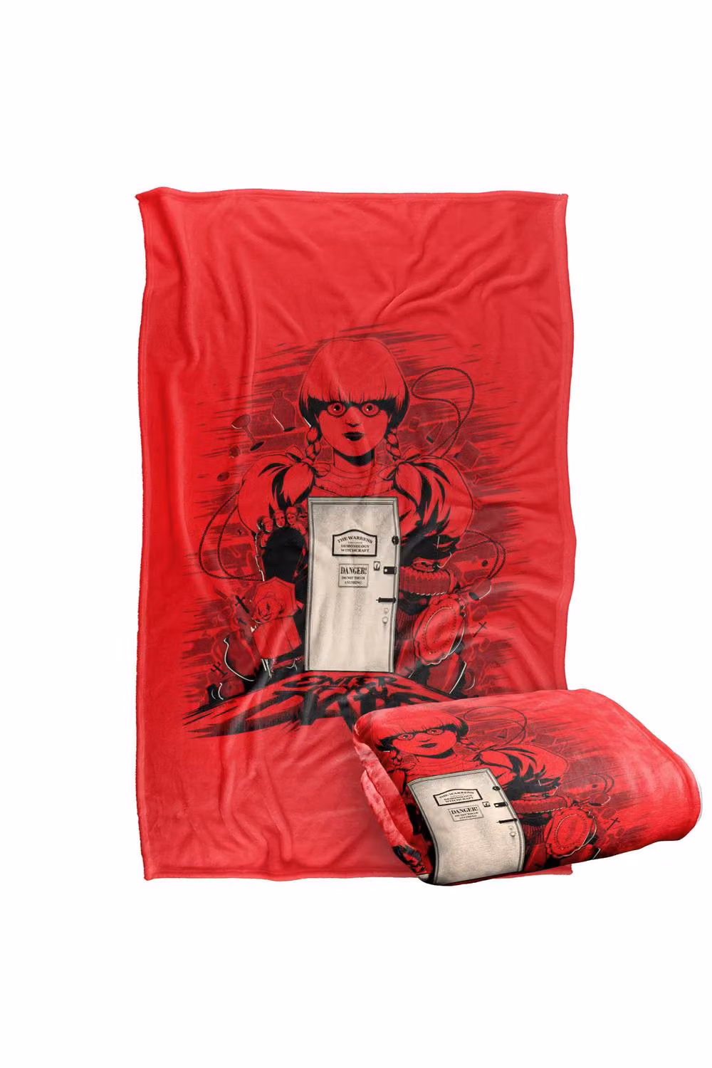 Warner Bros. The Conjuring Last Rites Annabelle Door Silky Touch Super Soft Fluffy Throw Blanket in Red and Multicolour, Extra Large – 2